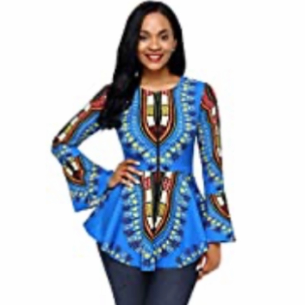 Long sleeve ankara African print peplum top! Excellent condition!